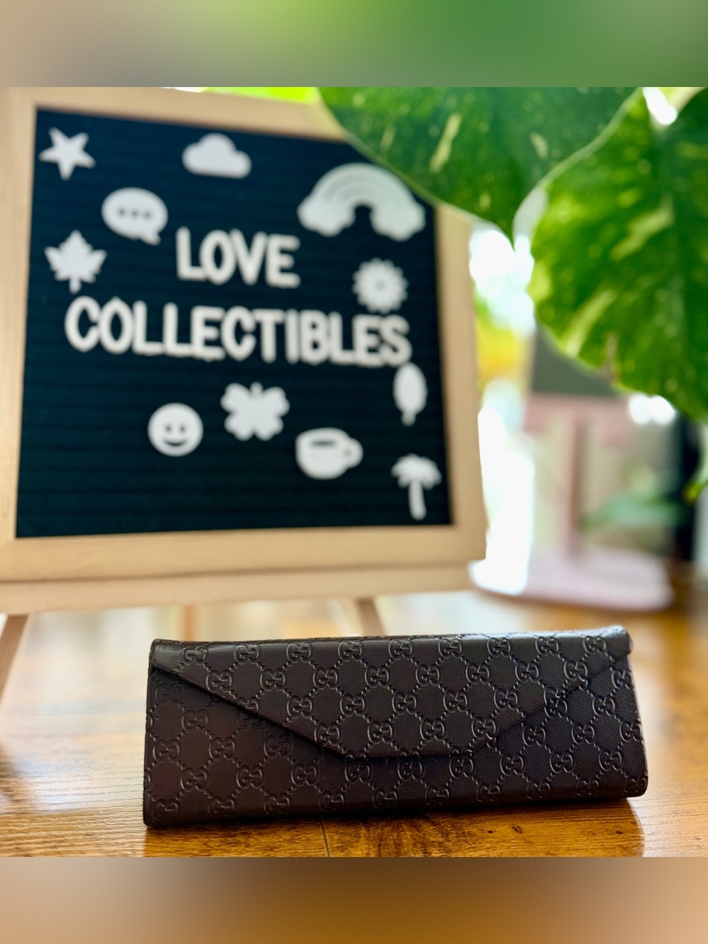 Gucci GG Guccissima Foldable Eyeglasses Case — Dark Brown